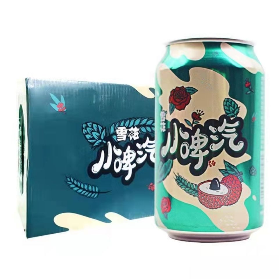 啤酒出品小啤汽玫瑰荔枝味碳酸饮料新品o蔗糖o卡小脾气饮料330ml24罐