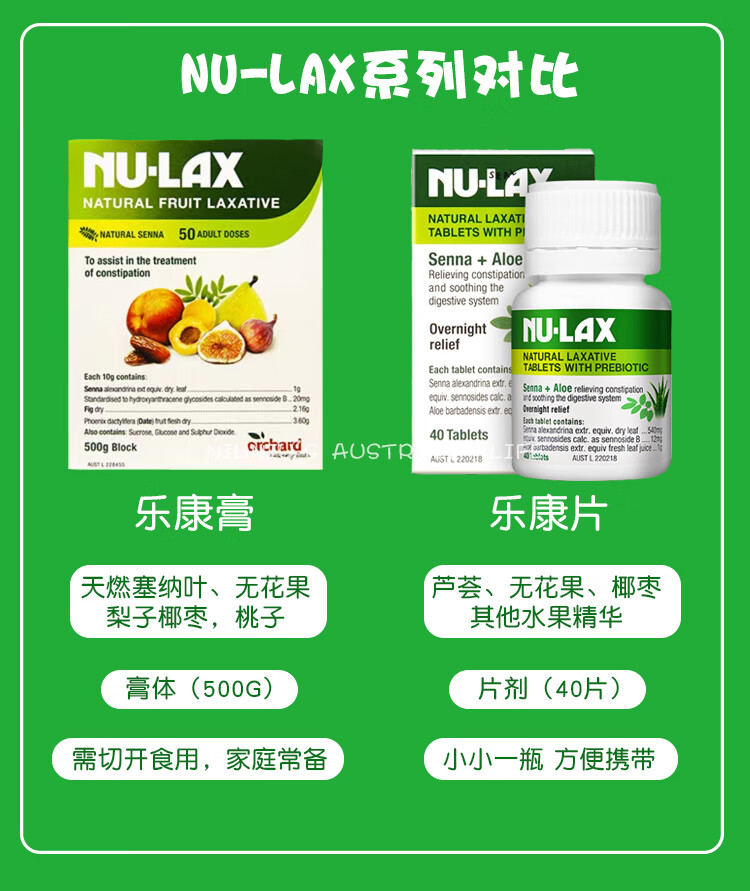 澳洲nulax乐康膏片nulax500g天然膳食纤维果蔬膏膳食纤维粉膏乐康片西