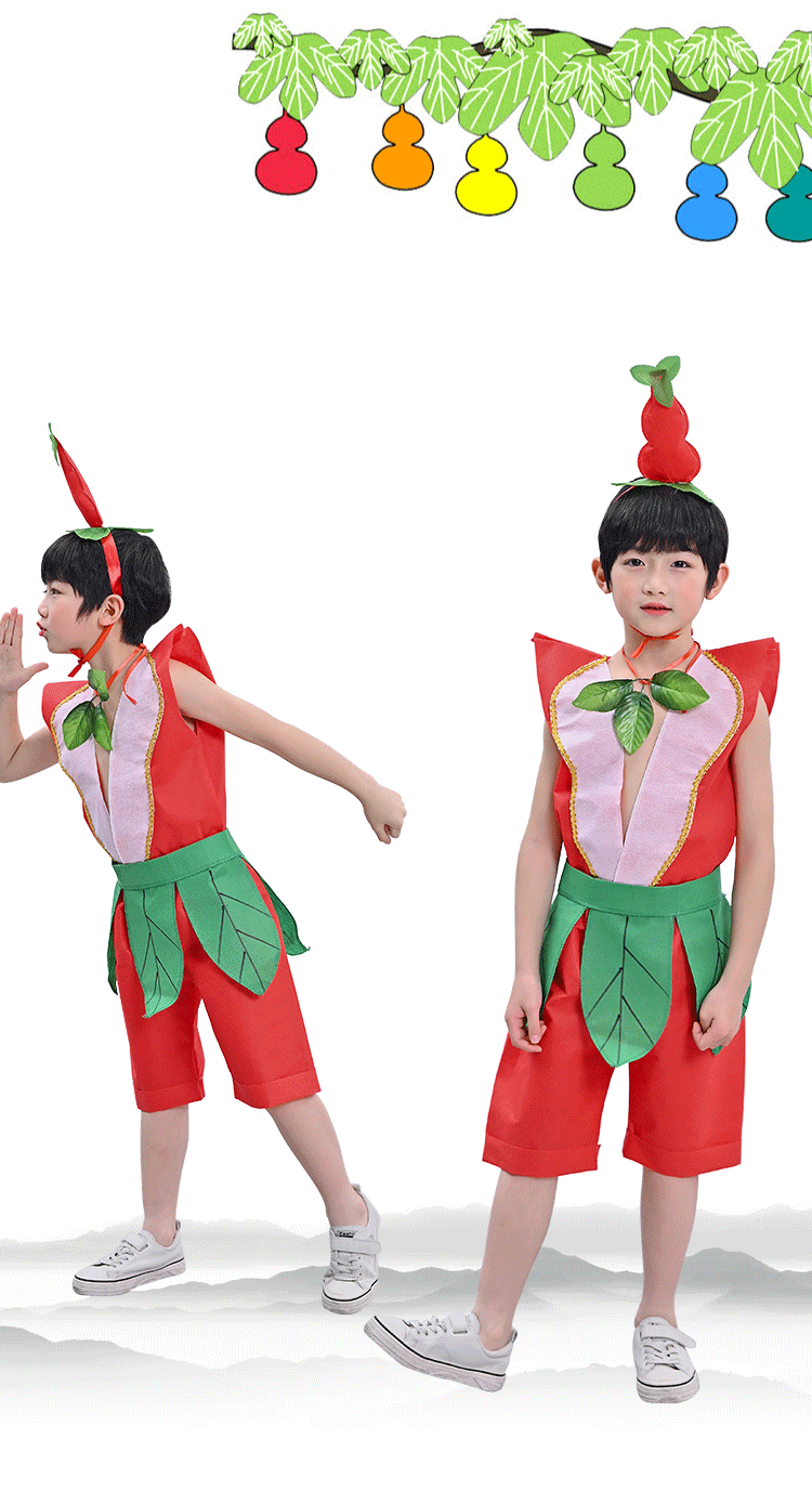 儿童服装男葫芦娃环保童手工diy制作衣服幼儿园亲子时装走秀 五娃