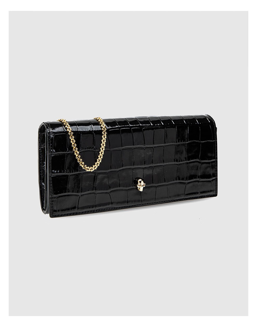 alexander mcqueen/亚历山大麦昆 女士鳄鱼纹链条单肩斜挎包女手拿包