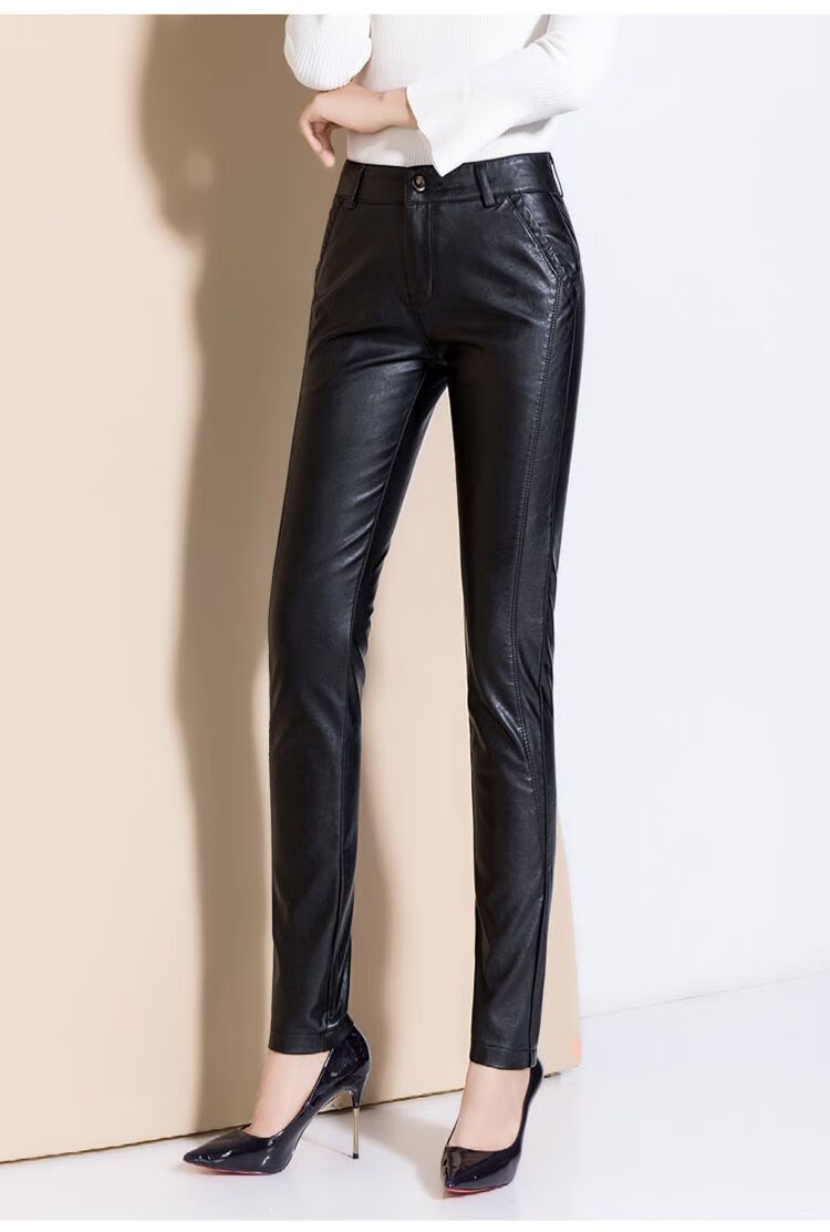 低价捡漏品牌旗舰2021秋冬真皮皮裤女高腰显瘦不加绒绵羊皮长裤外穿