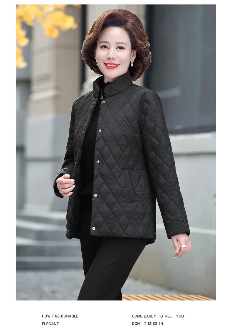 中年妇女棉袄女中老年女冬装棉服外套妈妈棉衣女短款轻奢高档女装酒