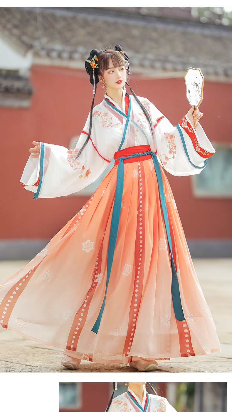 花梦瑶汉服女古装正品原创中国风晋制交领齐腰褶裙魏晋风古风日常秋装