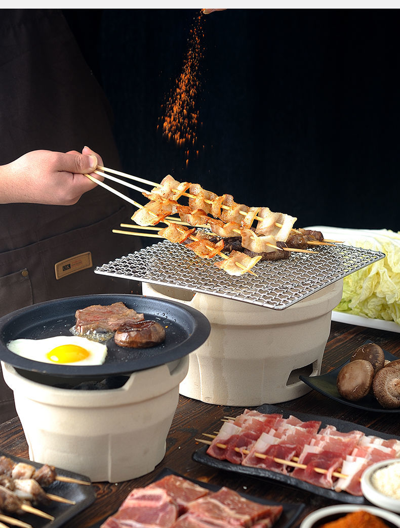 碳烤炉北京泥炉上排烟烤肉炉日式泥炉圆形炭火烧烤炉大号炉子大号炭炉