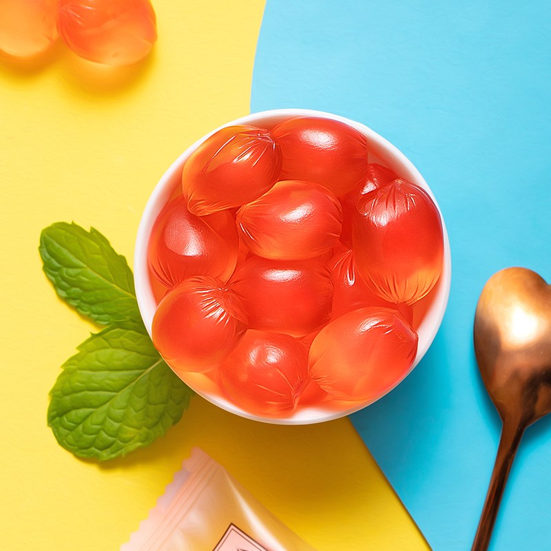 网红水果软糖白桃味零脂肪爆浆维c果汁糖果水果糖橡皮糖qq糖休闲零食