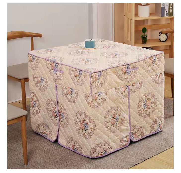 新款烤火罩加厚电烤炉罩子烤火桌布罩正方形电暖炉桌套罩棉布桌罩花开