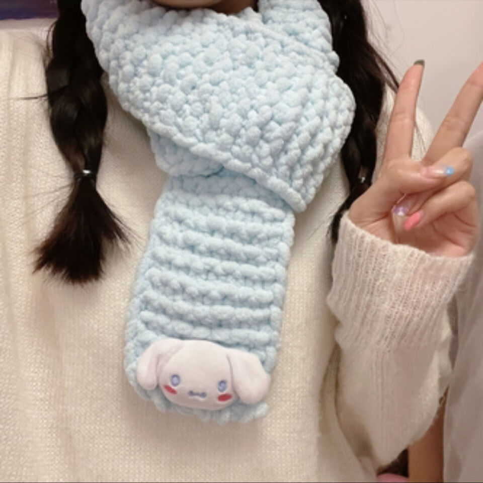 韵薇缇diy手指围巾新款手工diy编织玉桂狗围巾材料包抖音同款手织粗