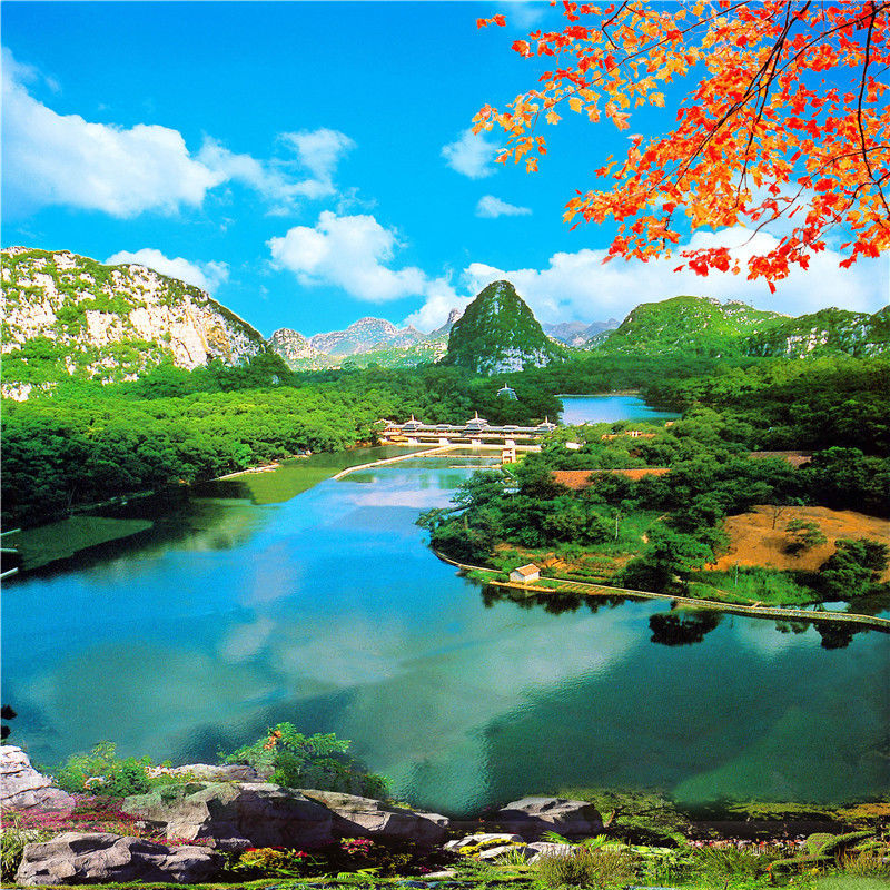 快手才艺表演背景墙3d风景外景山水网红抖音背景s1无痕卷发15米x15米