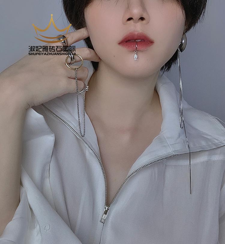 唇钉无洞锆石不锈钢钛钢唇夹无洞无痛唇环唇钉男女定制商品唇夹款钛钢