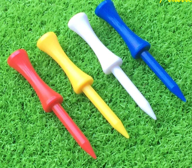 高尔夫限位球钉限位双节球钉实心球座球托彩色塑料钉70高黄色100支