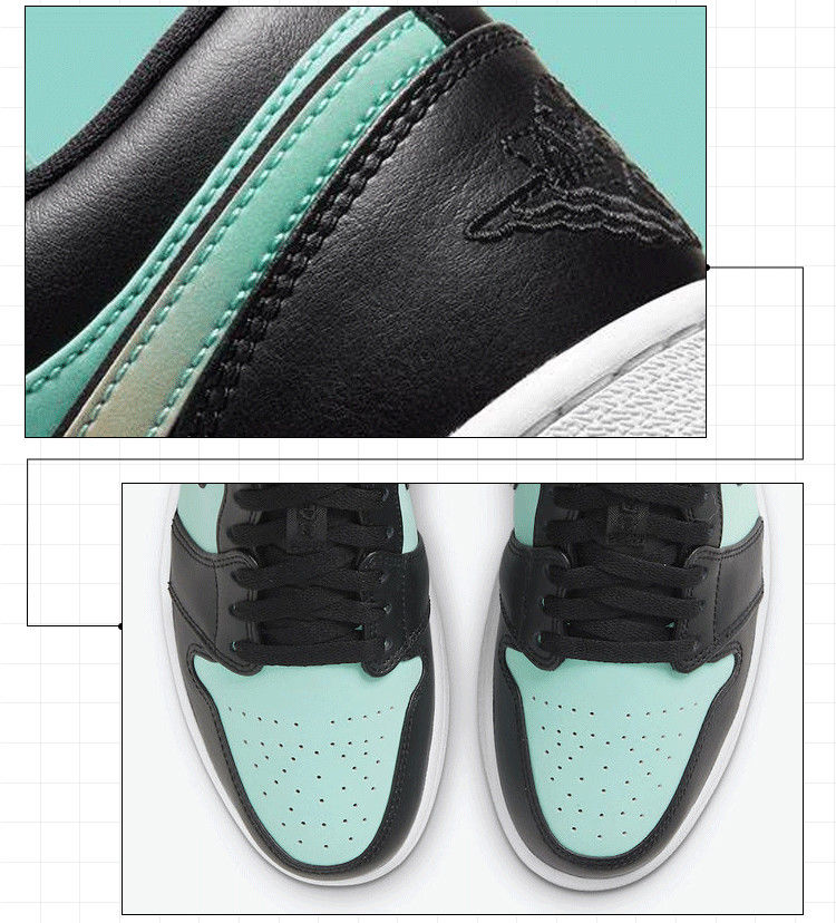 纯原aj1黑绿渐变钩子黑蒂芙尼休闲百搭低帮运动篮球鞋黑蒂芙尼ck3022