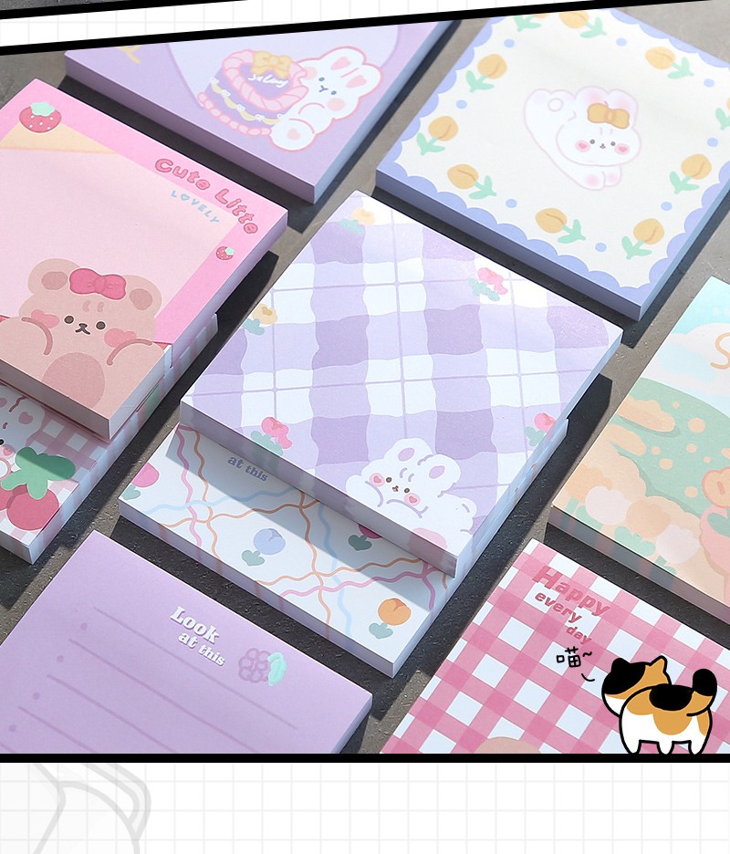 韩系少女心便利贴学生用高颜值便签纸有粘性可爱卡通韩国in日系便签本
