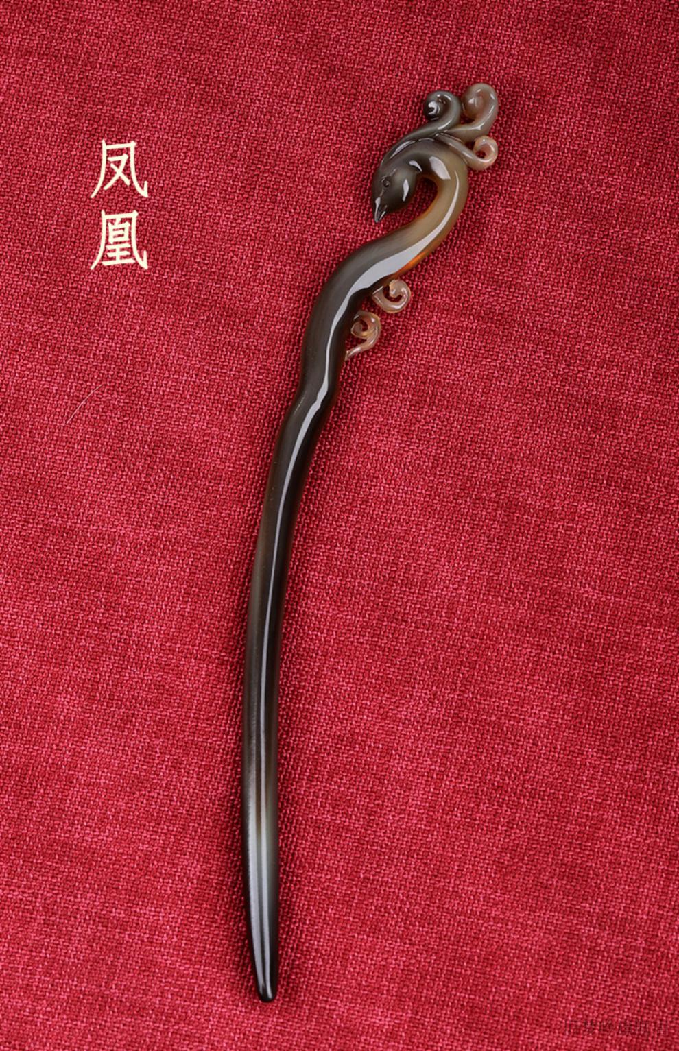 白水牛角发簪匠心天然白水牛角雕刻发簪古风款挽发骨簪日常簪子盘发