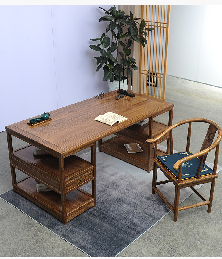 实木书桌榆木书法桌子专用桌书画桌家用新中式办公桌写字台毛笔13米