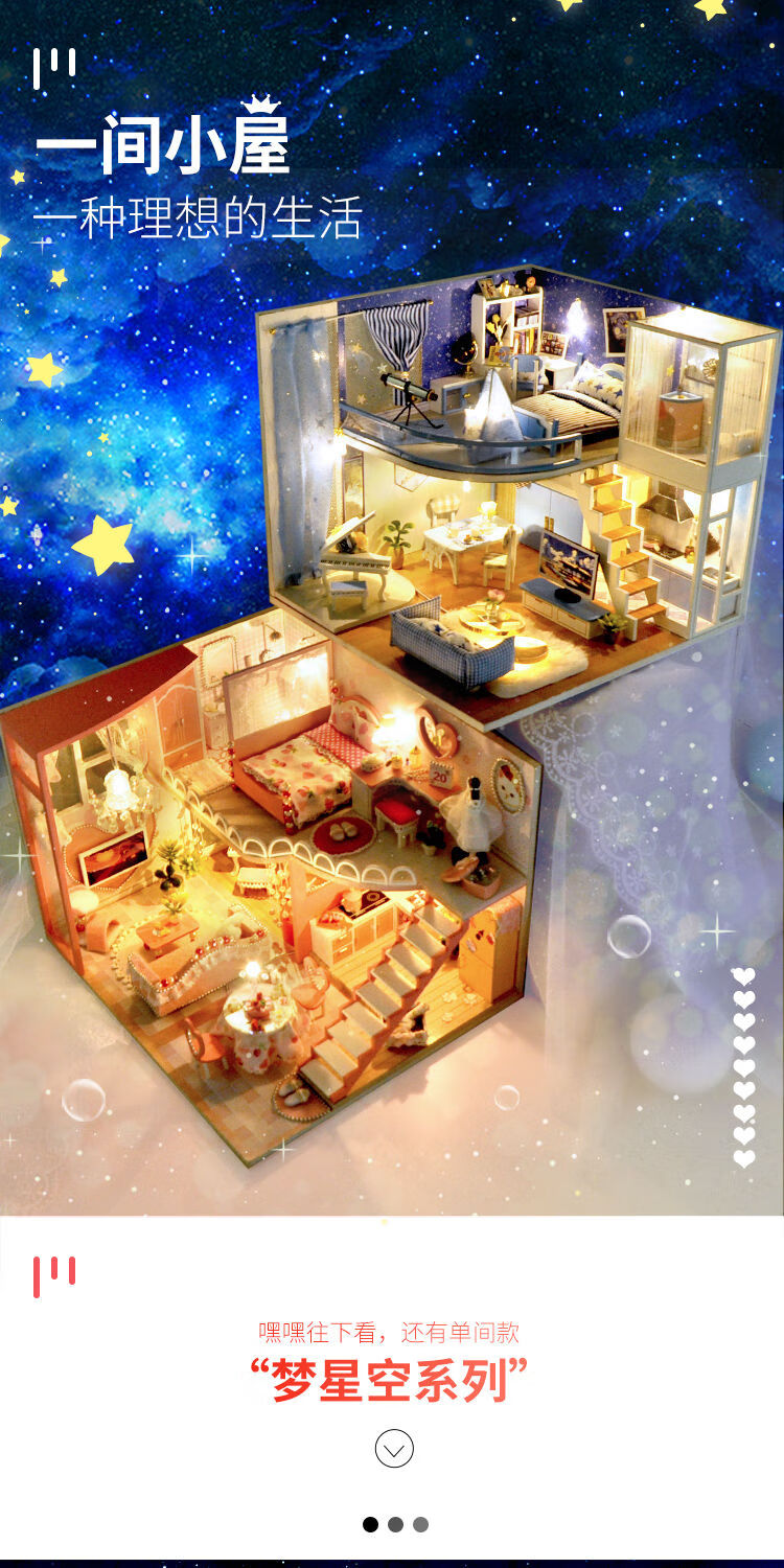 diy小屋甜心梦手工制作小房子拼装模型生日礼物女送女友甜心梦单间