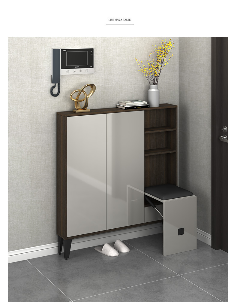 名琢轻奢风进门鞋柜坐凳一体15cm家用门口2021年新款小户型玄关柜067