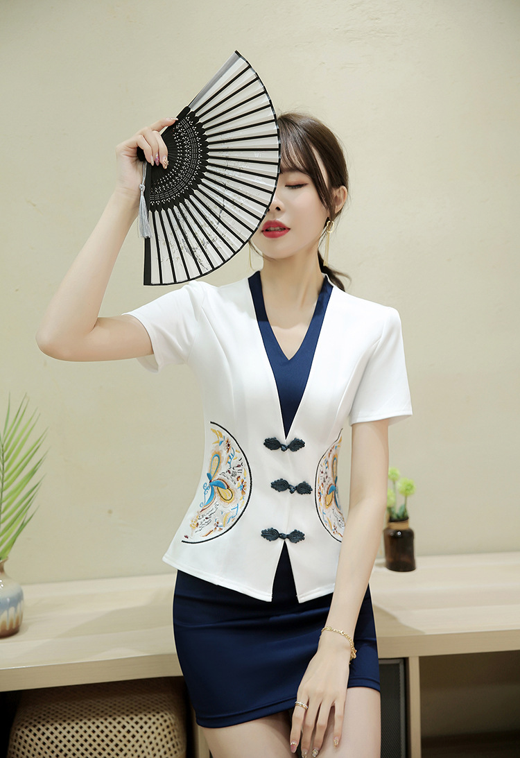 性感足浴桑拿技师制服工作服足疗店工装夏装新款修身显瘦洗浴按摩套装