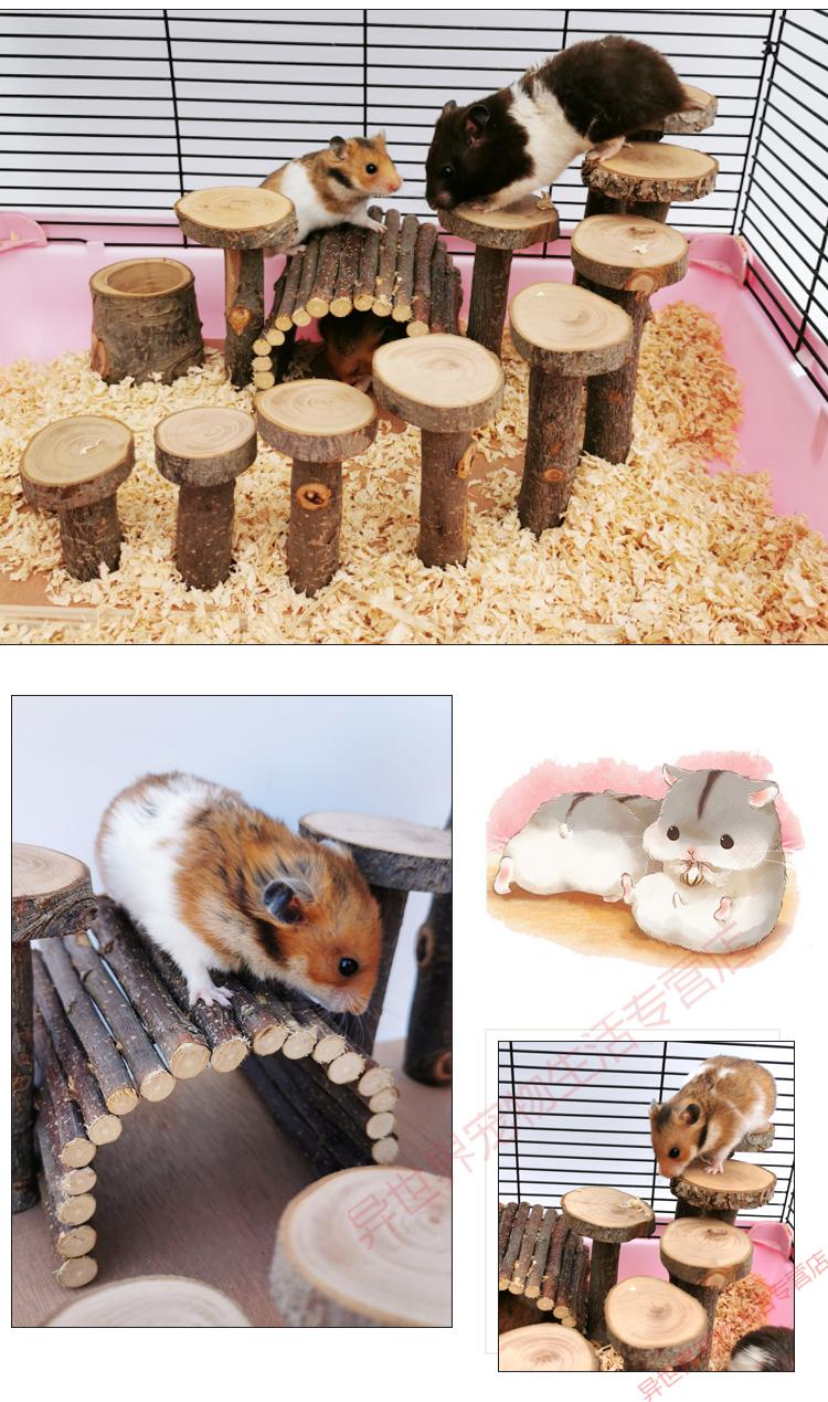 仓鼠苹果木爬梯金丝熊木质玩具仓鼠玩耍拱桥鼠类木制磨牙用品大号h款