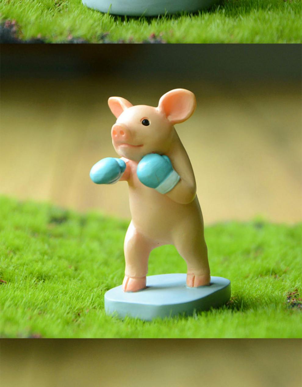 创意运动小猪摆件动物篮球健身可爱公仔装饰品送男女生日礼物 举哑铃