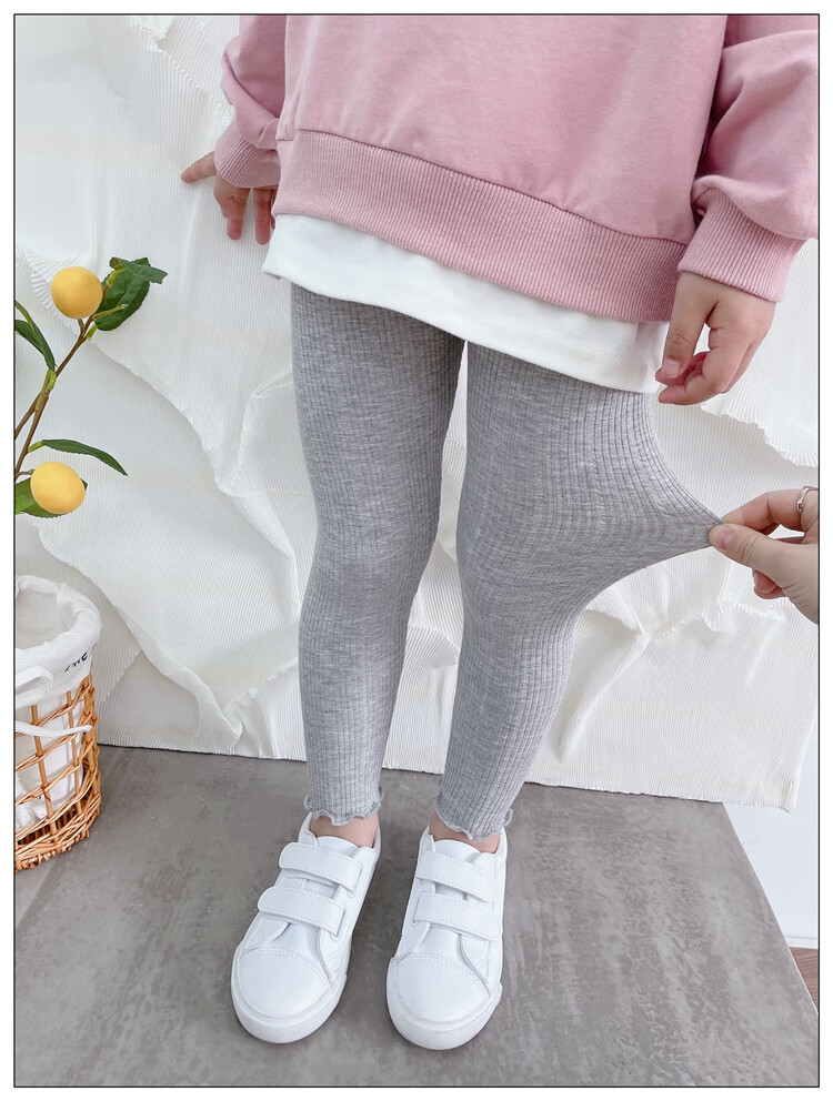 女童打底裤2022春夏季修身长裤花边可开裆幼儿园女宝宝大弹力裤子