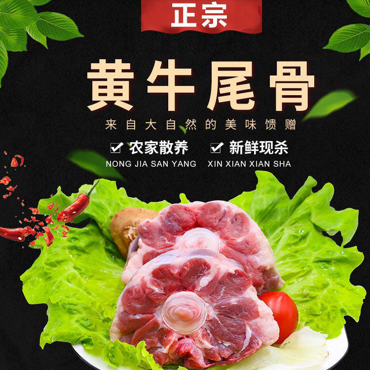 真牛尾新鲜牛尾骨带皮整根黄牛尾巴黄牛肉现宰冷冻原切牛尾巴3斤享