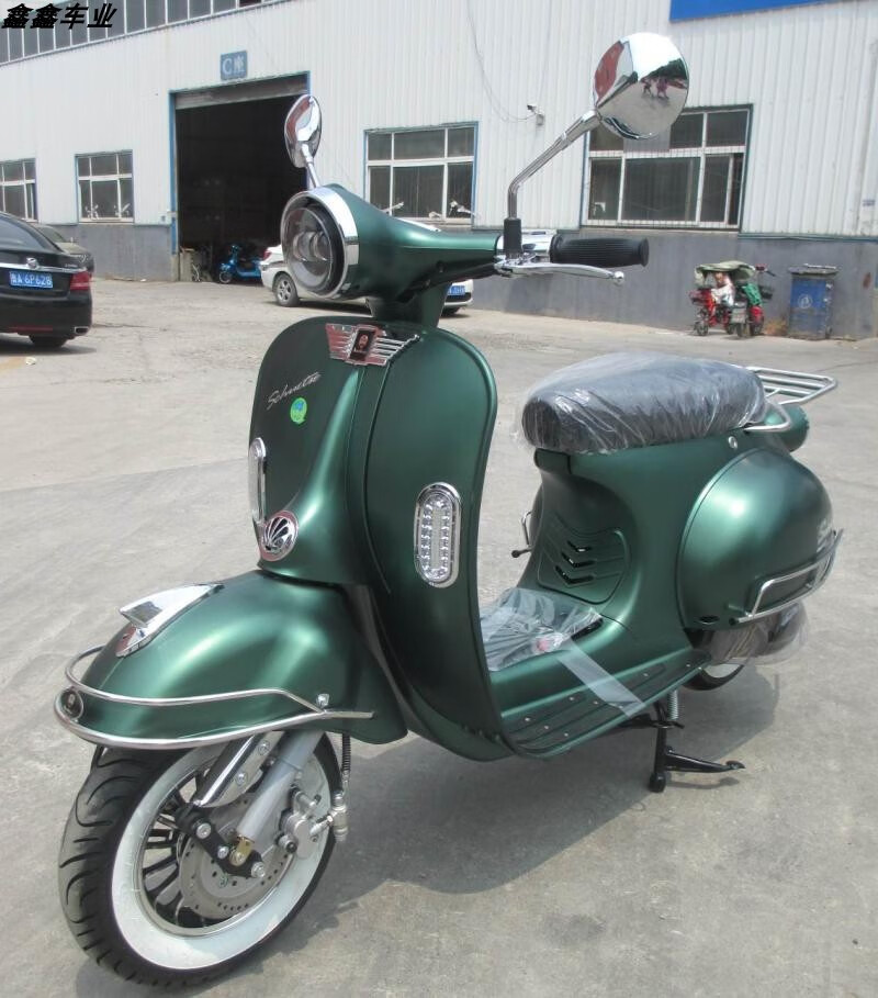 复古大黄蜂150cc摩托车罗马假日大龟王踏板摩托国四电喷能上牌 蓝色