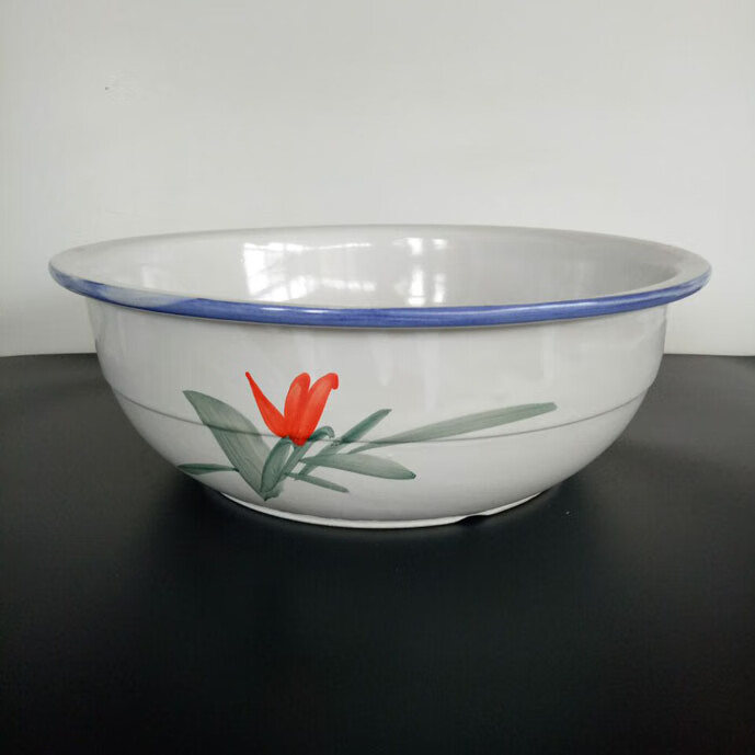 老式传统手工陶瓷和面盆家用加厚发面盆揉面盆洗面盆洗菜盆 年年有余