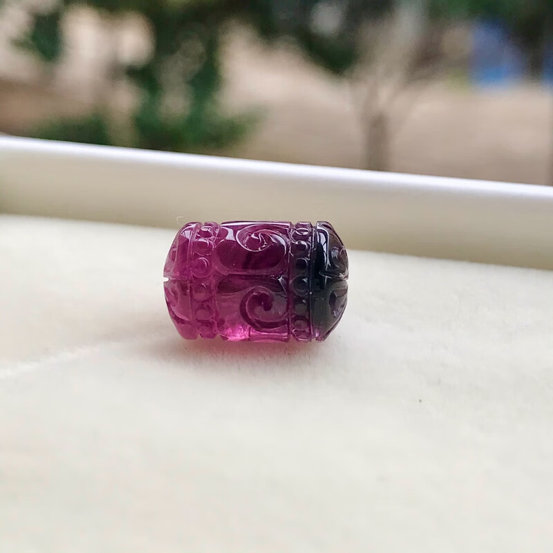 一图一物天然碧玺回纹珠单珠散珠 黄蓝红绿西瓜碧 手链配珠 男女 i117