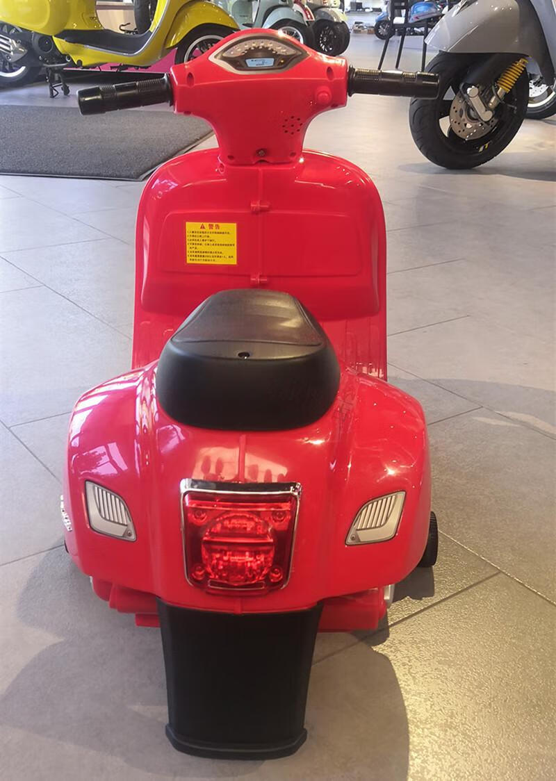 vespa儿童电动车迷你充电童车摩托车宝宝玩具礼物维斯帕 红色 带靠背