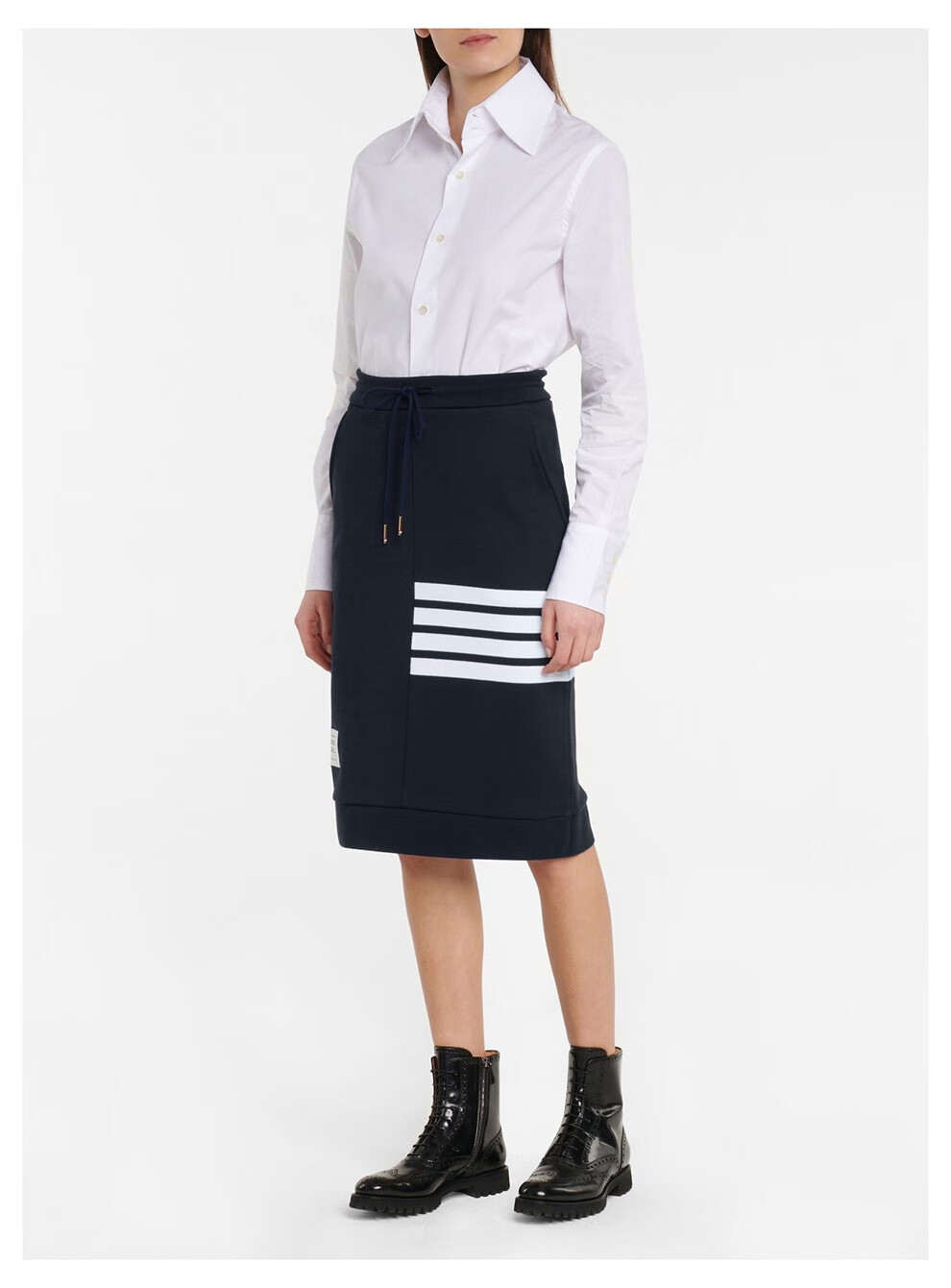 thombrowne汤姆布朗女士棉质白色4条纹针织半身裙fjk008a00535灰色40