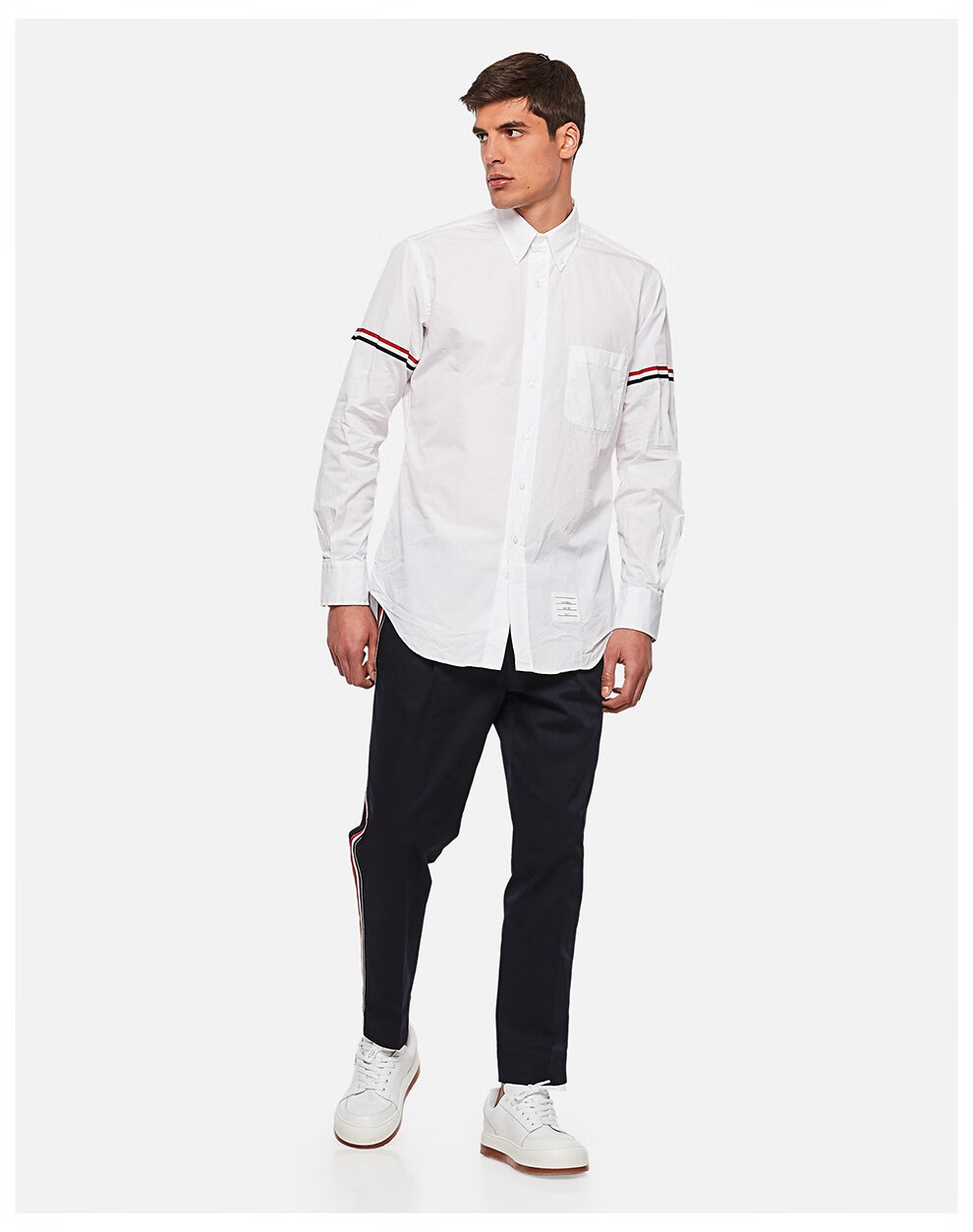 thombrowne汤姆布朗男女通用棉质条纹拼饰长袖衬衫mwl150e03113100