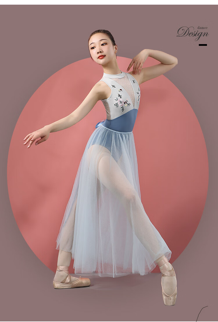 小茉莉舞蹈服芭蕾舞裙半透长纱裙双层半身裙成人女练功服白色均码
