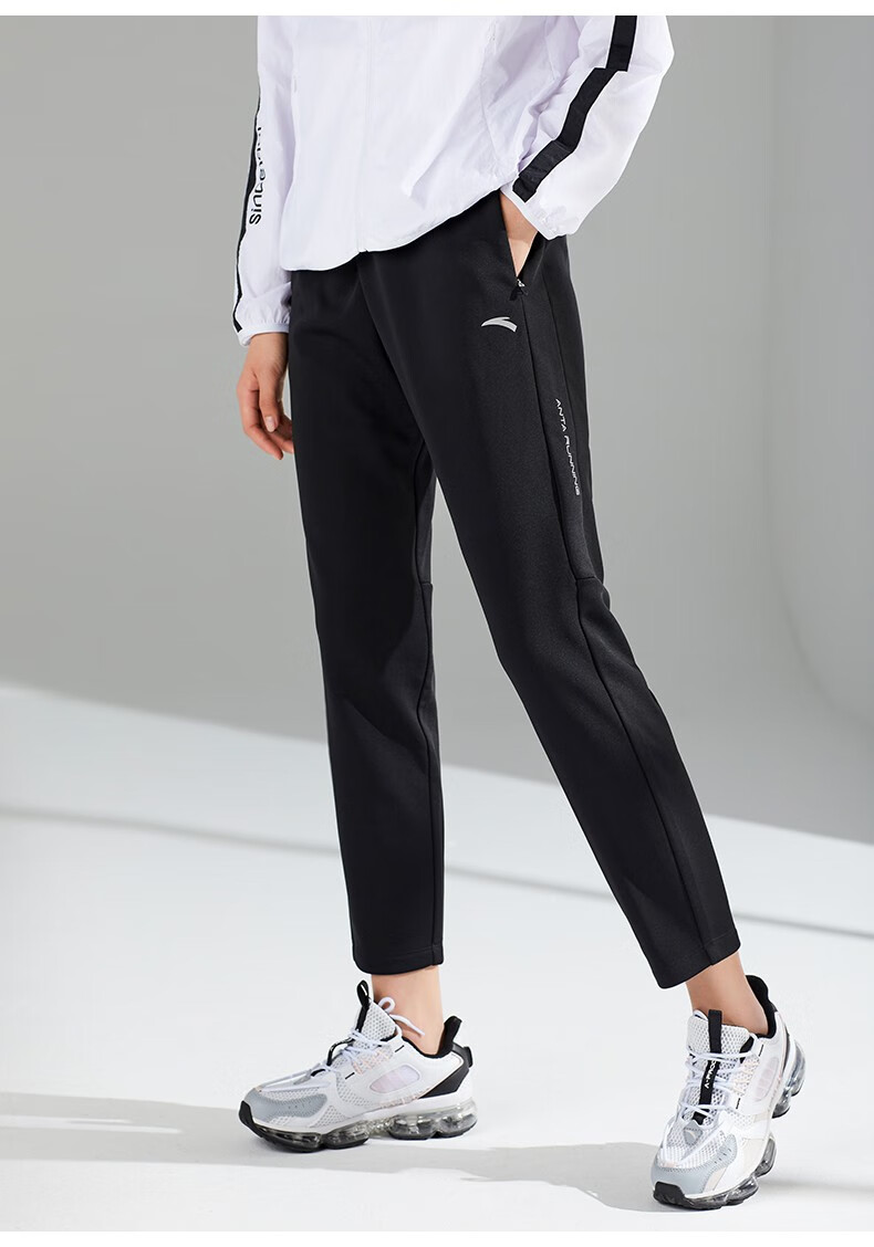 安踏运动裤女修身针织长裤收口束脚休闲裤子官方旗舰网店款d平口常规