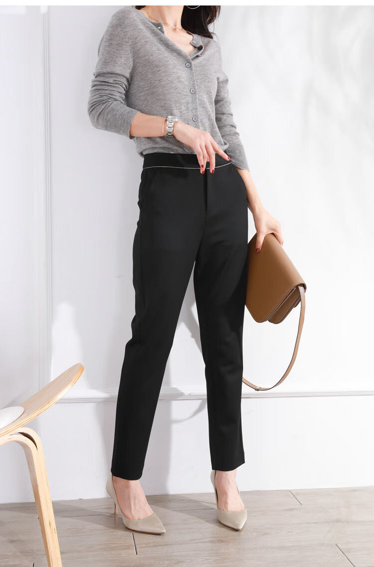 显瘦春秋新款休闲西装裤女直筒哈伦小脚烟管裤子女夏黑色春夏薄款l