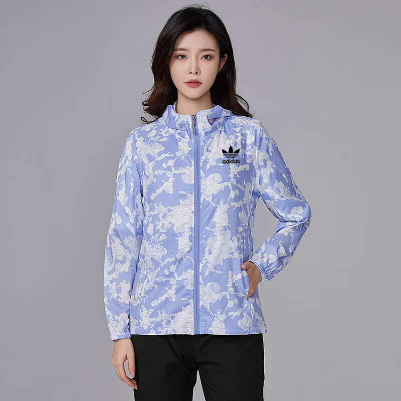 adidas阿迪达斯三叶草防晒衣男夹克薄款防风服透气休闲三叶草情侣