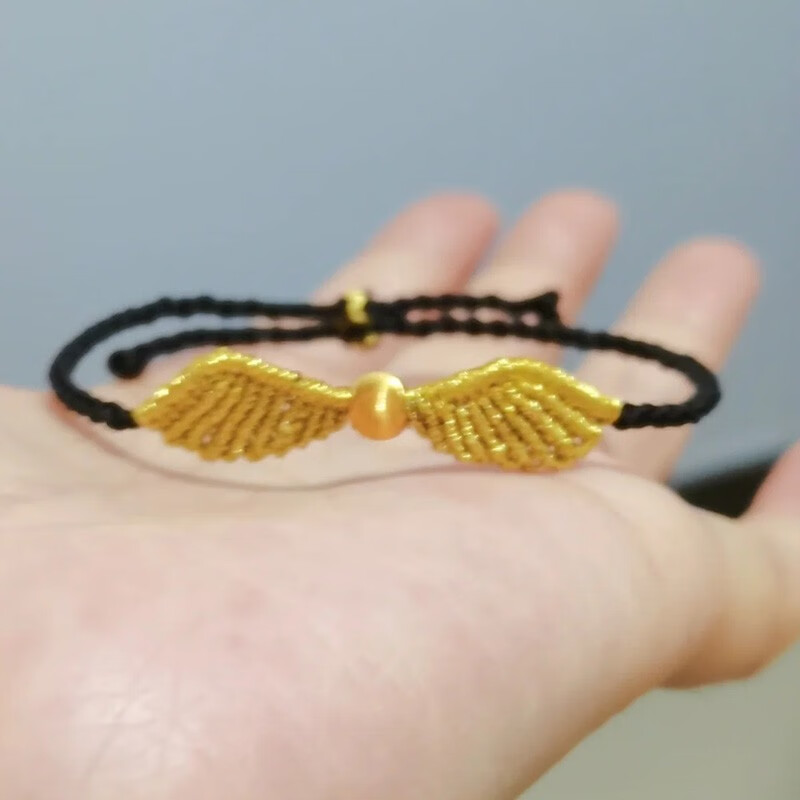 老凤凰黄金猫眼珠手链女999足金转运珠编织天使翅膀手绳 生日礼物送