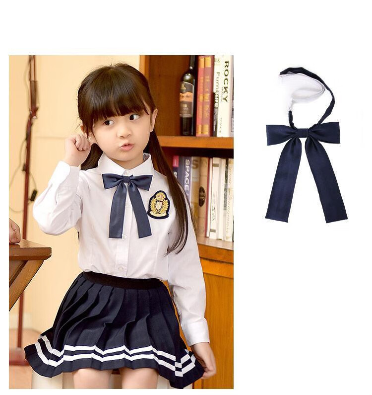 服配饰领结女童装韩版儿童小学生班服免打班服领花校服蝴蝶结宝蓝s码