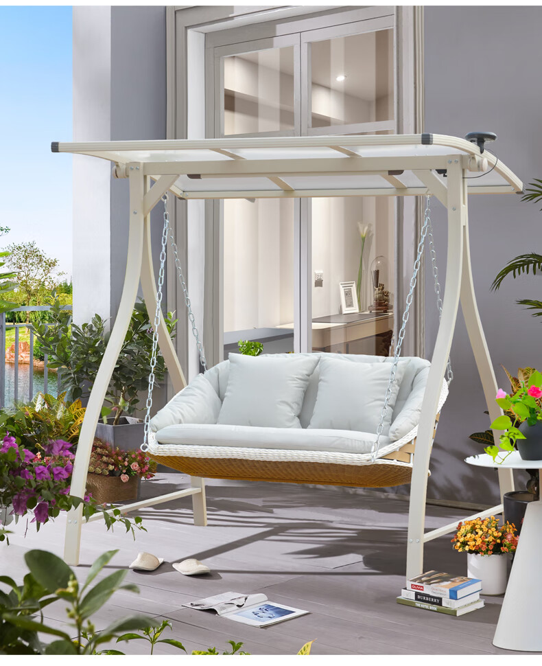 别墅花园铁艺秋千双人精欧户外秋千户外庭院防水摇椅秋千椅吊床荡秋千