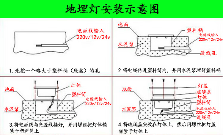 地埋灯led户外 防水埋地灯嵌入式广场地灯射灯圆形室外庭院草坪灯 6w