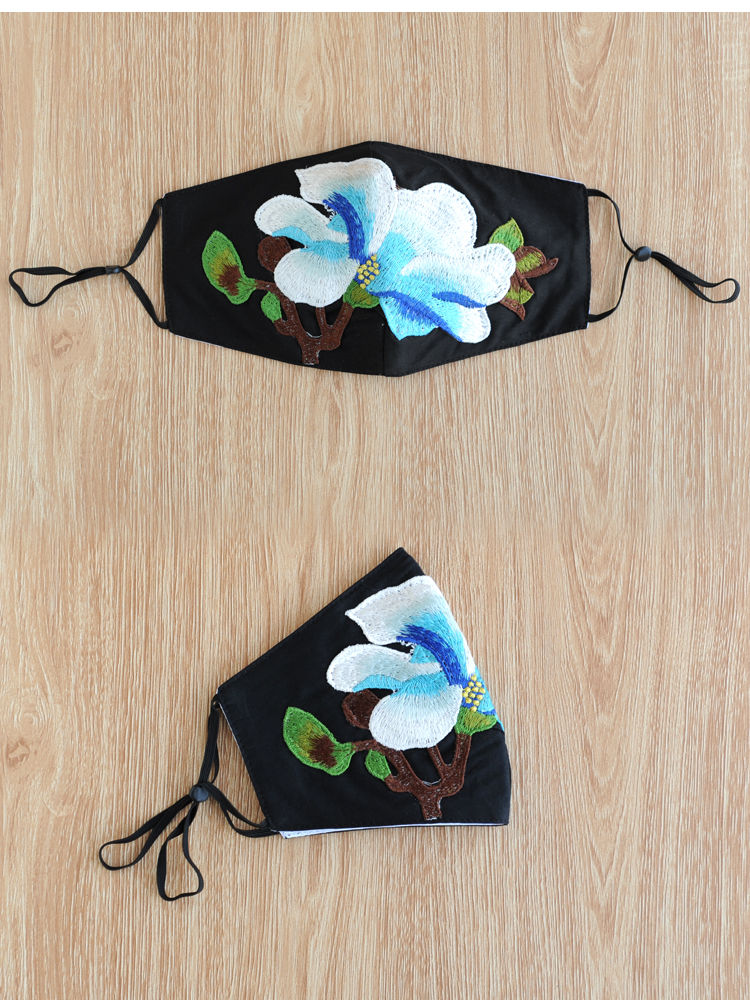 中国风刺绣口罩民族风立体绣花棉大码口罩春夏天季骑行防寒风防晒女