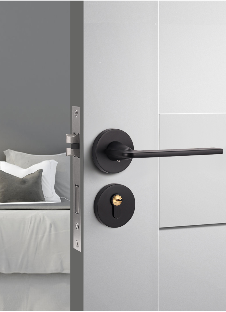 美式简约分体锁磁吸室内卧室木门锁具通用型卫生间门把手标配套餐青古