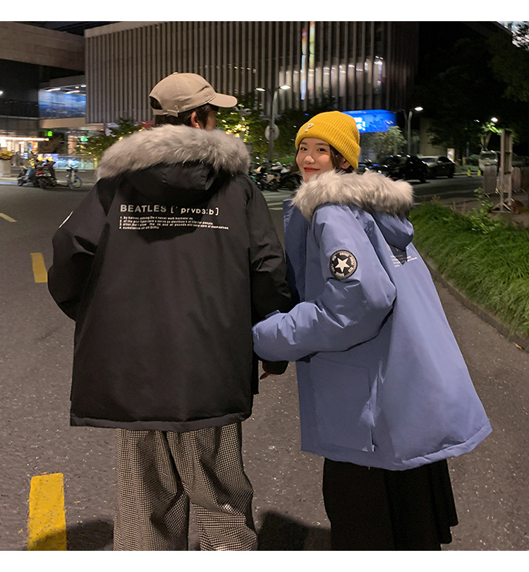 啄木鸟秋冬款连帽羽绒服男冬季加厚韩版潮流情侣外套潮牌纯色棉i衣