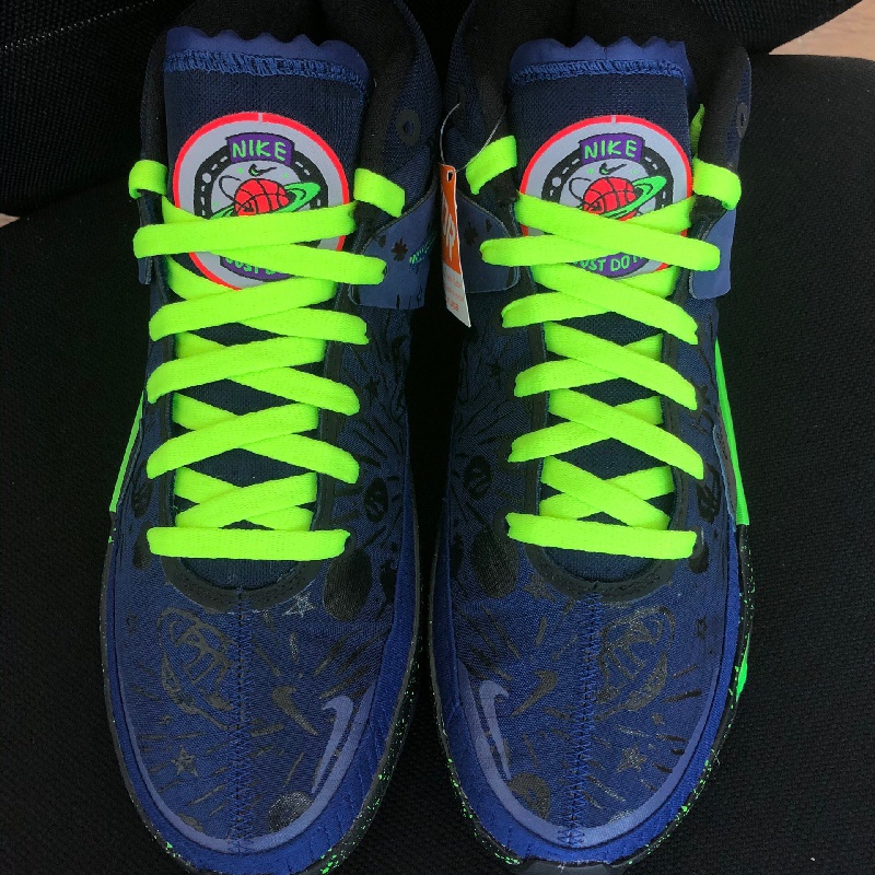 ike耐··克kd13ep杜兰特蓝国内版青草绿色荧光绿色斑点半圆形潮鞋带