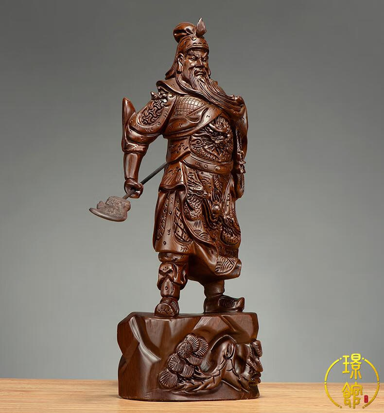 璟馆开业礼品新家木雕关公摆件木质横刀武财关公像大厅大号乔迁新居
