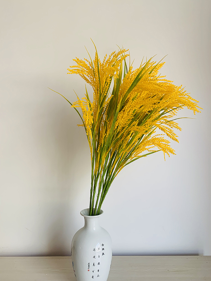 仿真稻谷稻子假麦穗谷子塑料水稻稻穗室内摆设装饰绢花模型稻谷黄5叉