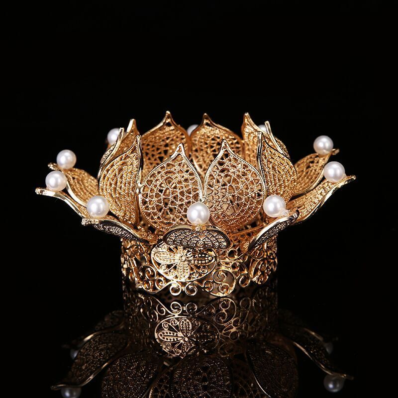 艾墨菲新款立体莲花发冠头冠古风饰品汉服头饰明制束发宋制汉服发饰