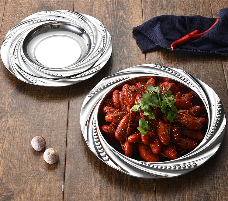 装龙虾的盘子龙虾盘子不锈钢龙虾盘商用装麻辣小龙虾的盘子饭店专用