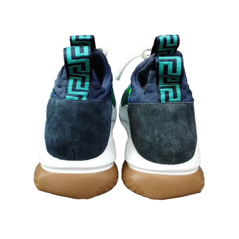 奢versace范思哲蓝尾经典老花元素麂皮拼接织面绿色休闲老爹鞋ci拼色