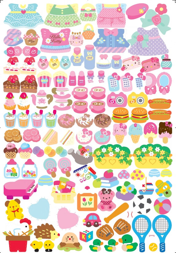 《超可爱3d立体泡泡贴纸书hello kitty去购物 餐厅服装玩具店儿童启蒙