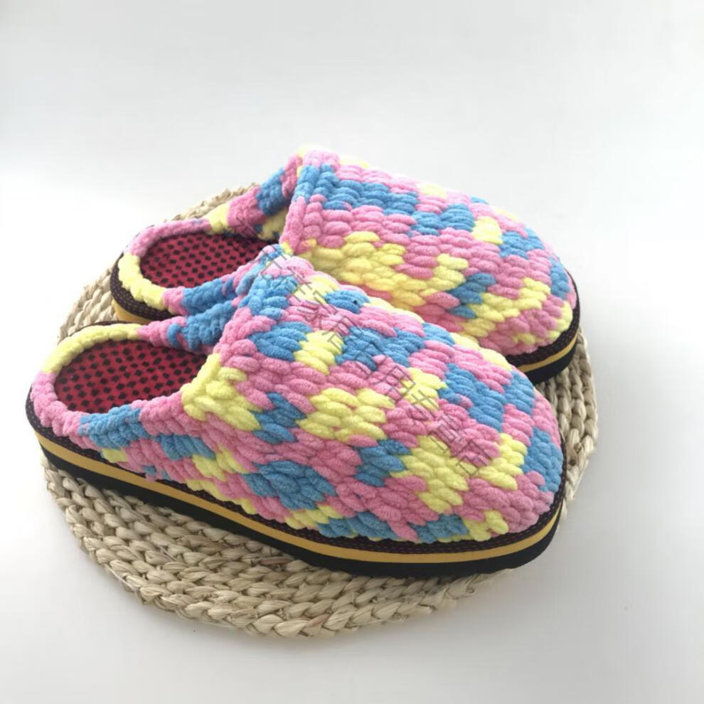 手工冰条毛线编织拖鞋秋冬保暖毛拖鞋家居舒适拖鞋婚假勾拖鞋成品